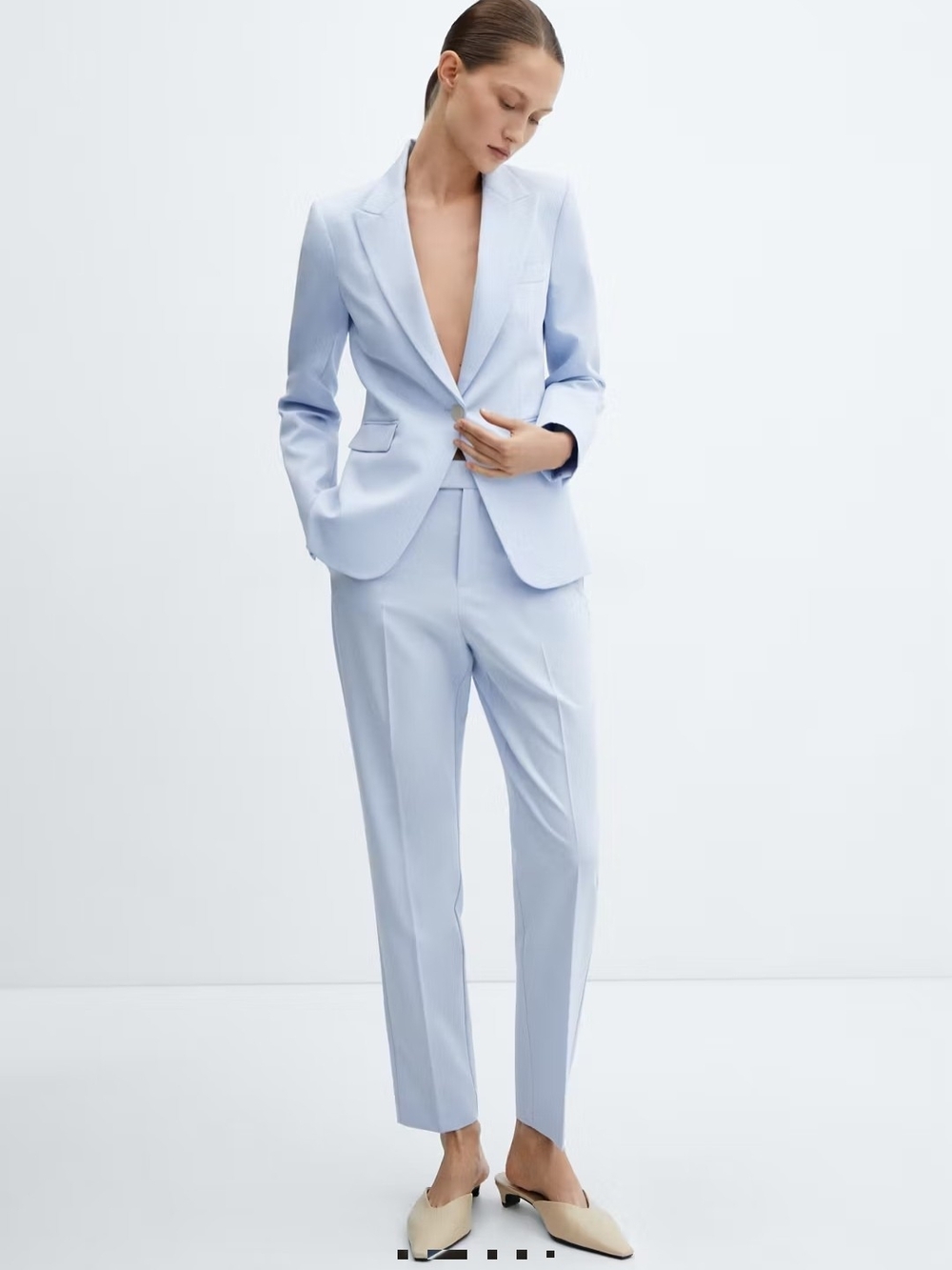 NWT Mango Light Blue Women's Tailored Suit Blazer & Pants Set